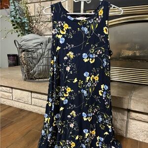 LOFT Navy Floral Print Dress
